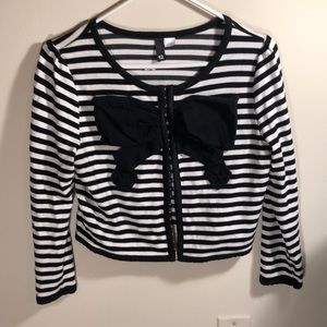 black and white striped cardigan